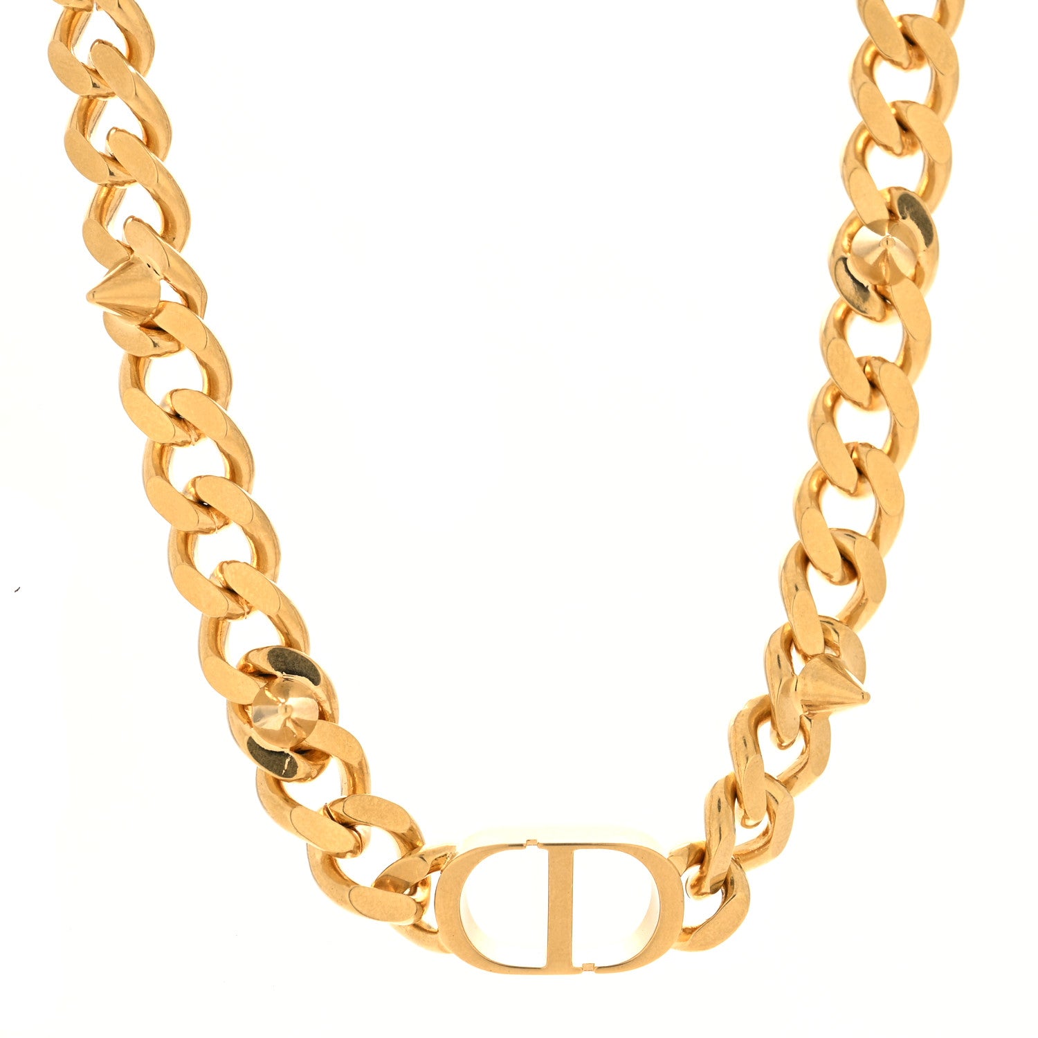 Christian Dior Metal CD Spikes Choker Necklace Gold 1 of 4