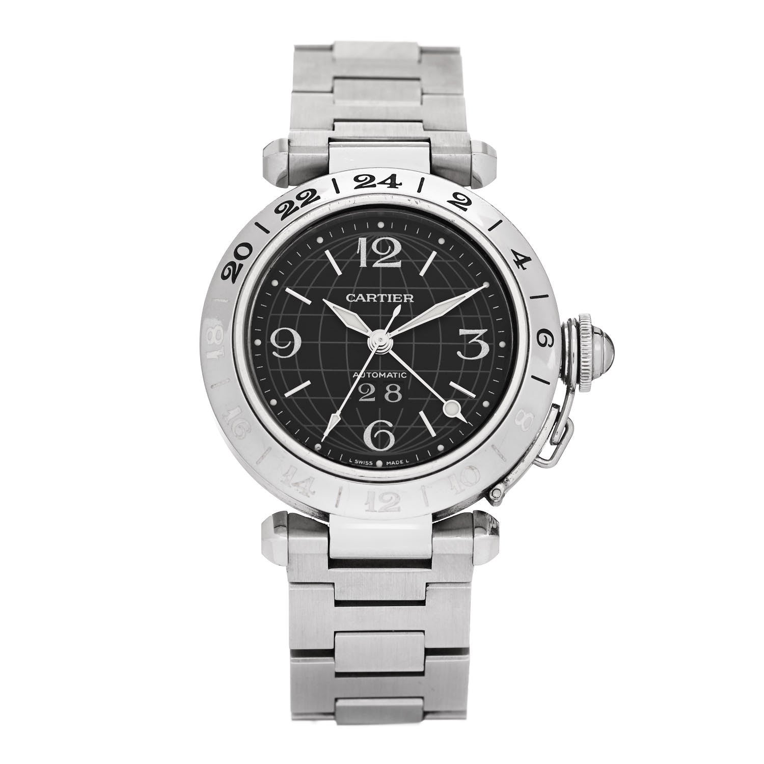 Cartier Stainless Steel 35mm Pasha C Big Date Automatic Watch Black 1 of 4