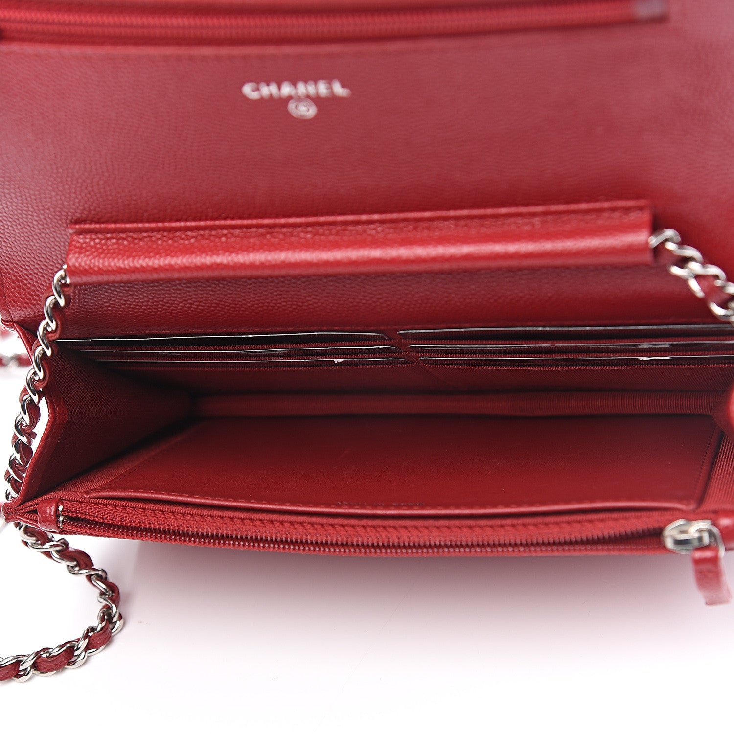 Chanel Caviar Quilted Wallet on Chain WOC Red 4 of 11