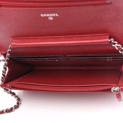 Chanel Caviar Quilted Wallet on Chain WOC Red 4 of 11