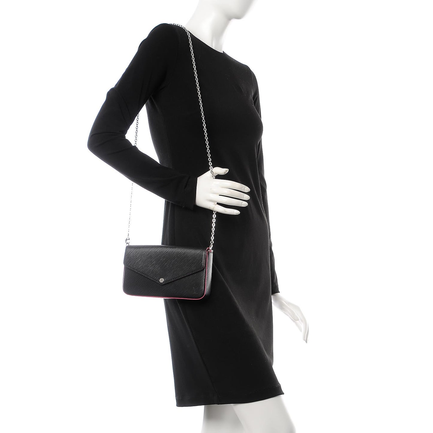 Epi Pochette Felicie Black Hot Pink