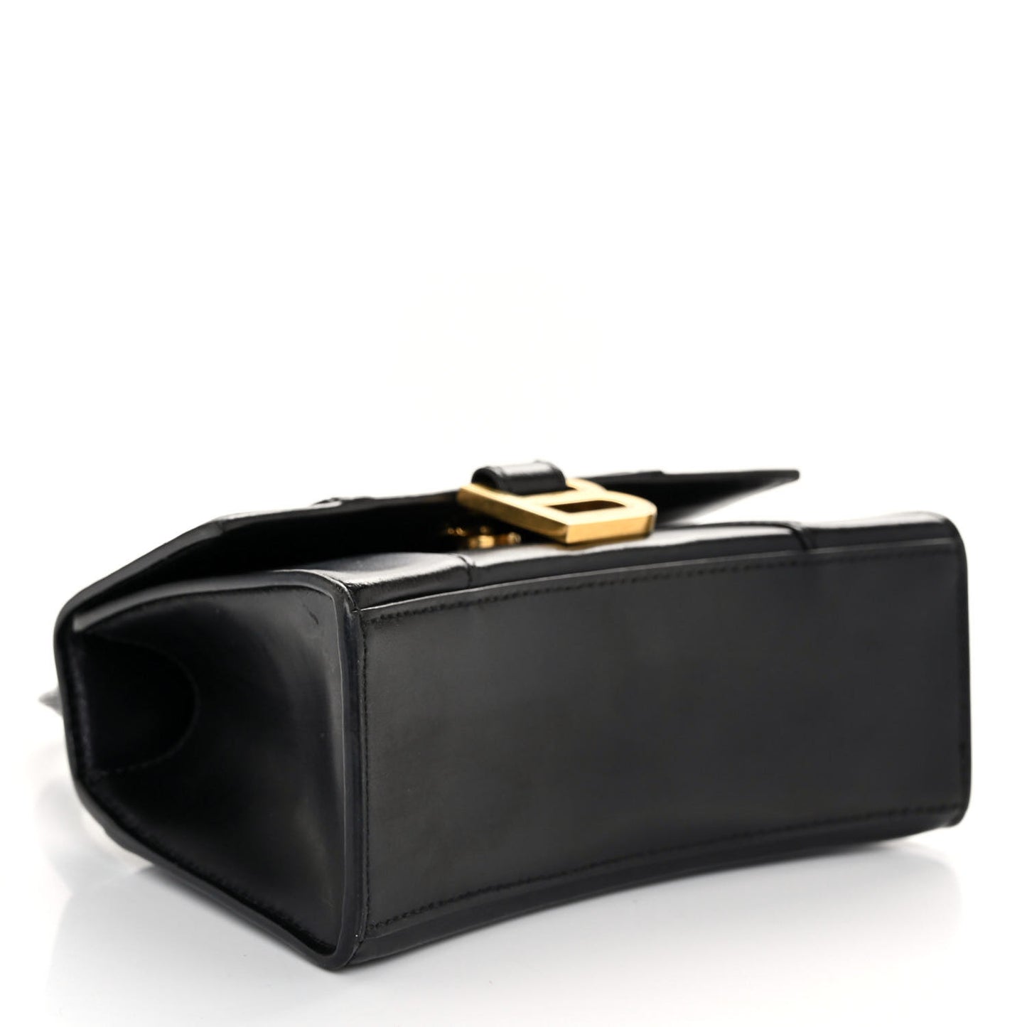 Shiny Box Calfskin Hourglass Top Handle Bag XS Black