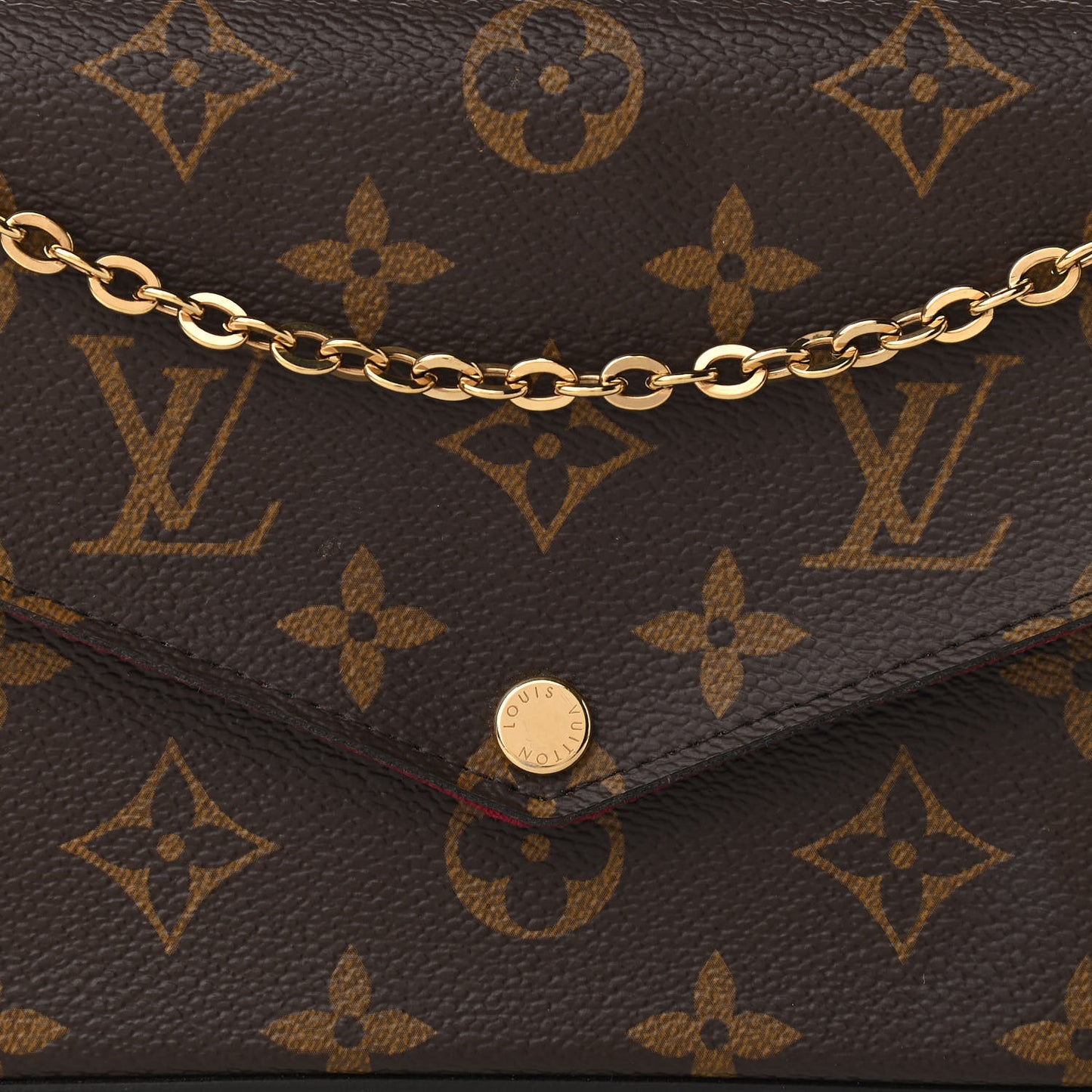 Monogram Pochette Felicie Chain Wallet Fuchsia