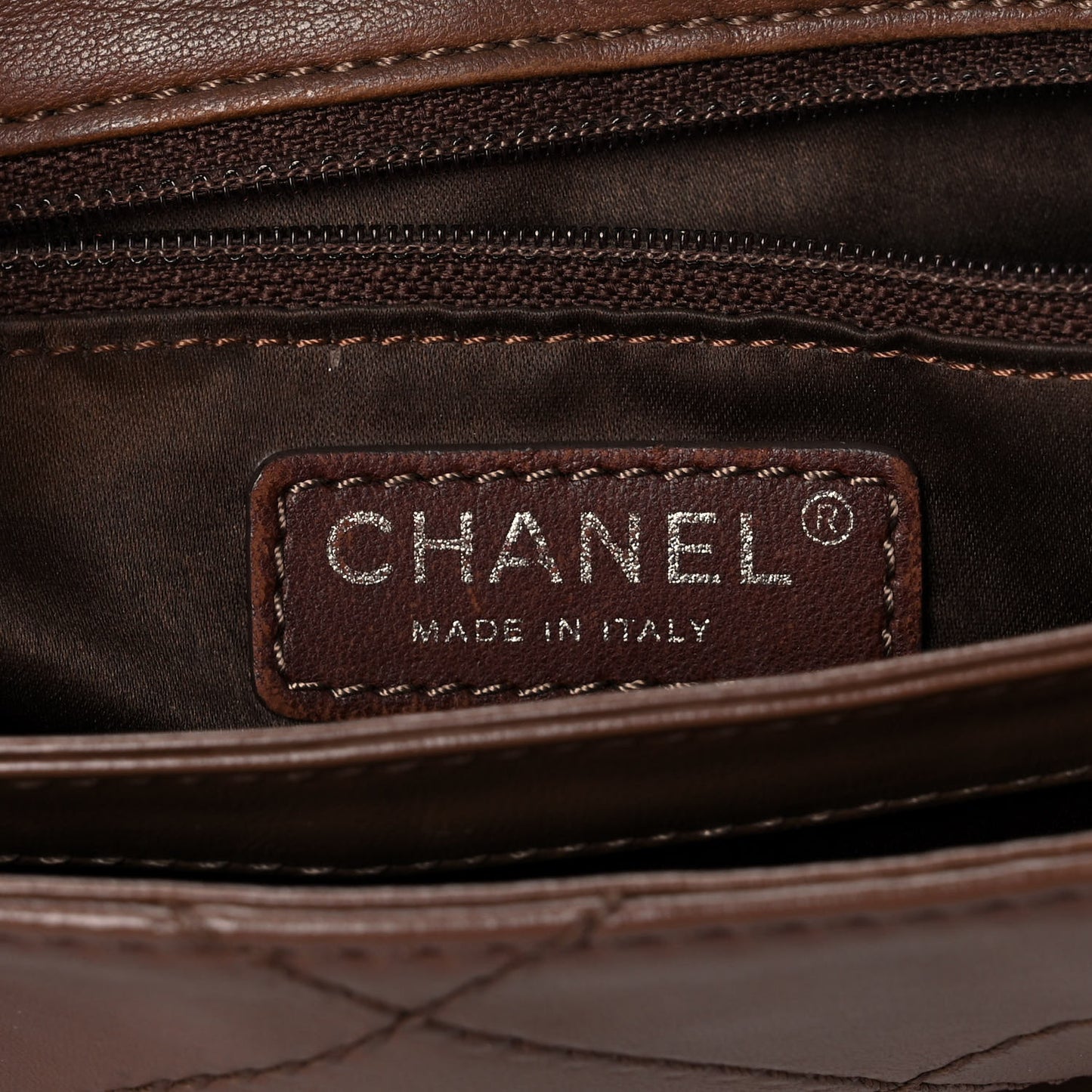Calfskin Stitched Flap Brown