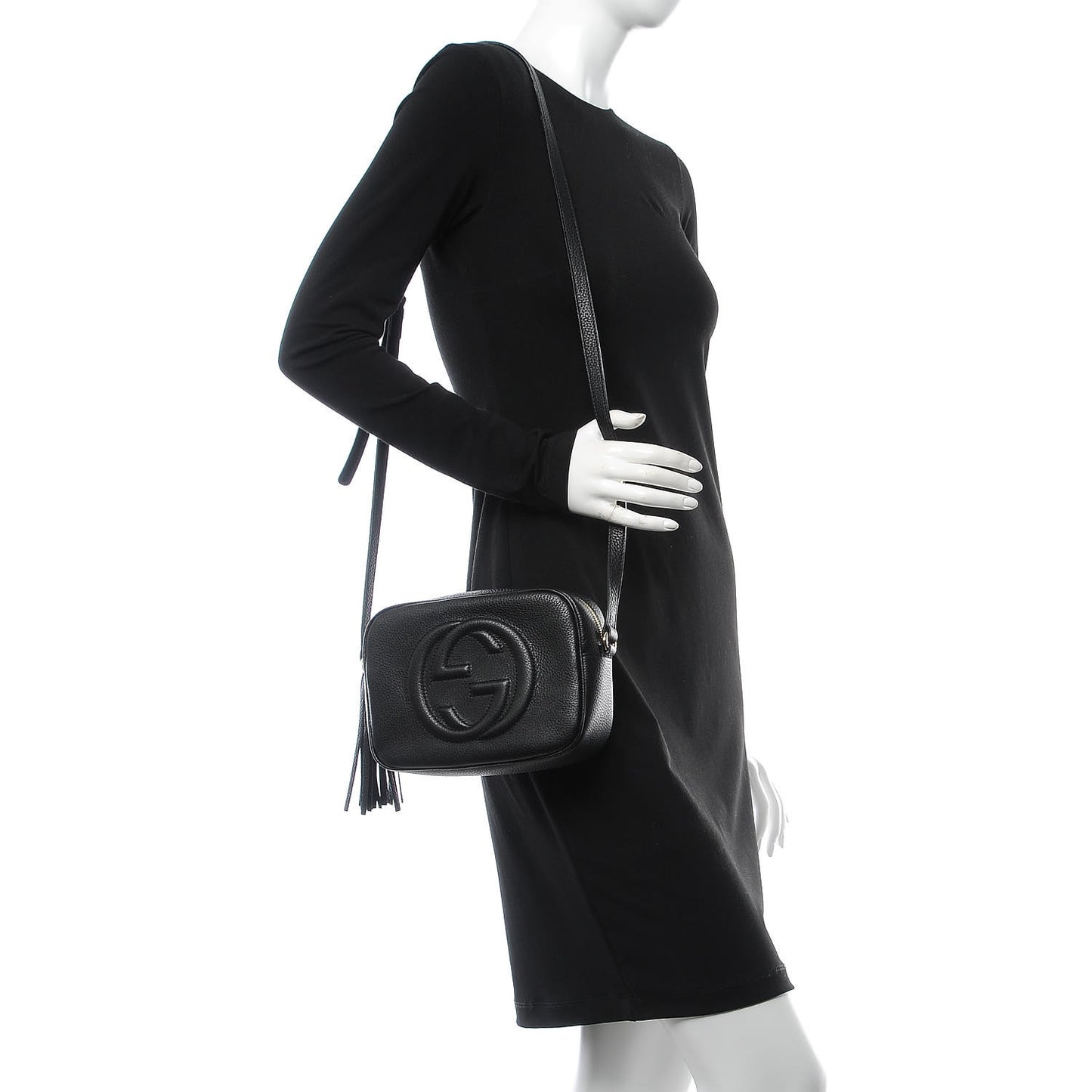 Pebbled Calfskin Small Soho Disco Bag Black