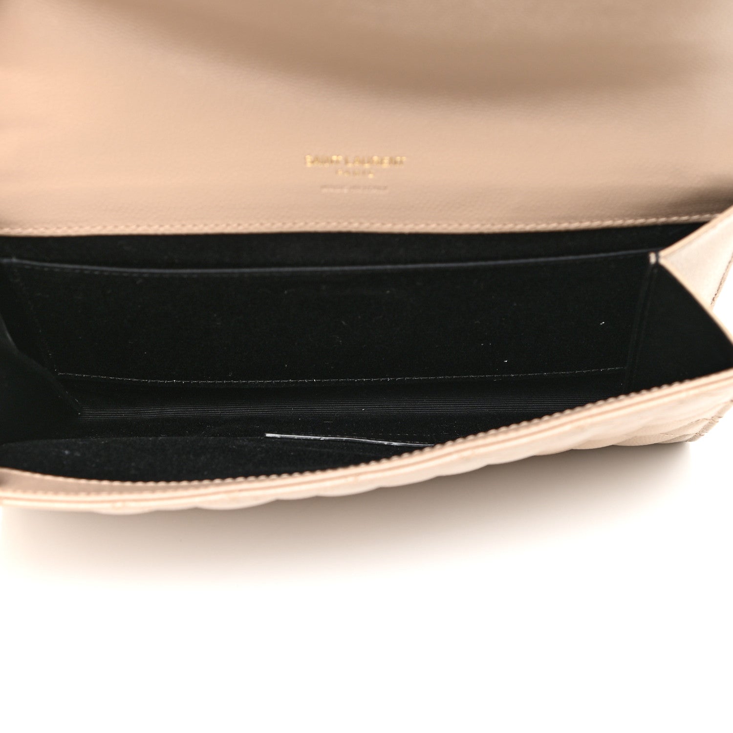 Saint Laurent Grain De Poudre Textured Mixed Matelasse Triquilt Monogram Clutch Dark Beige 5 of 11