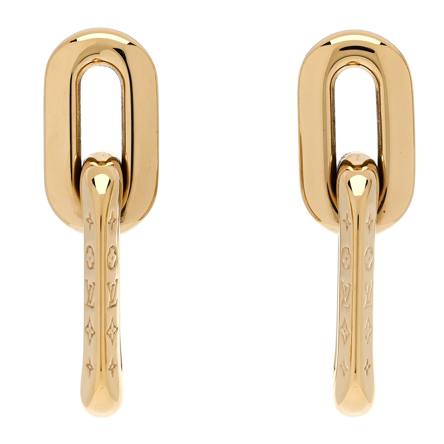 Metal LV Edge Double Hoop Earrings Gold