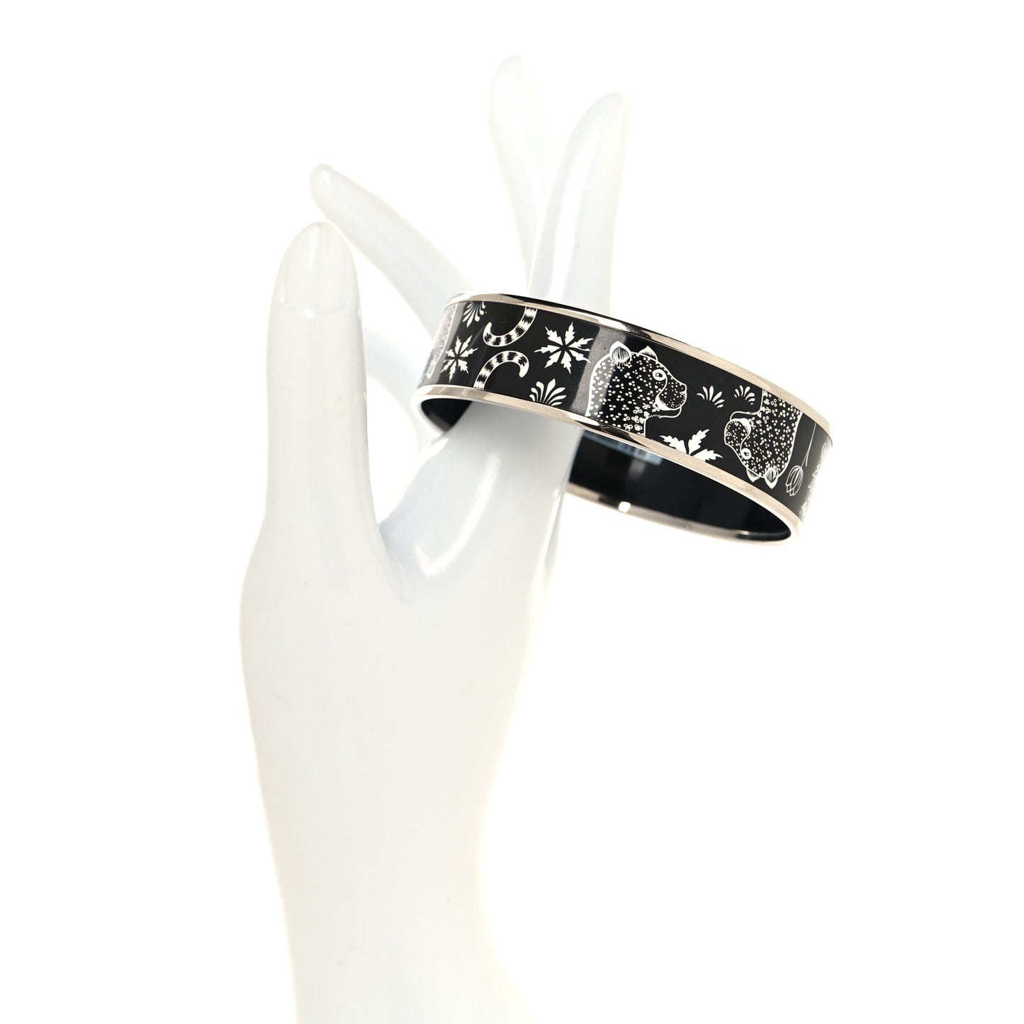 Enamel Printed Wide Les Léopards Bracelet 70 Positif Negatif