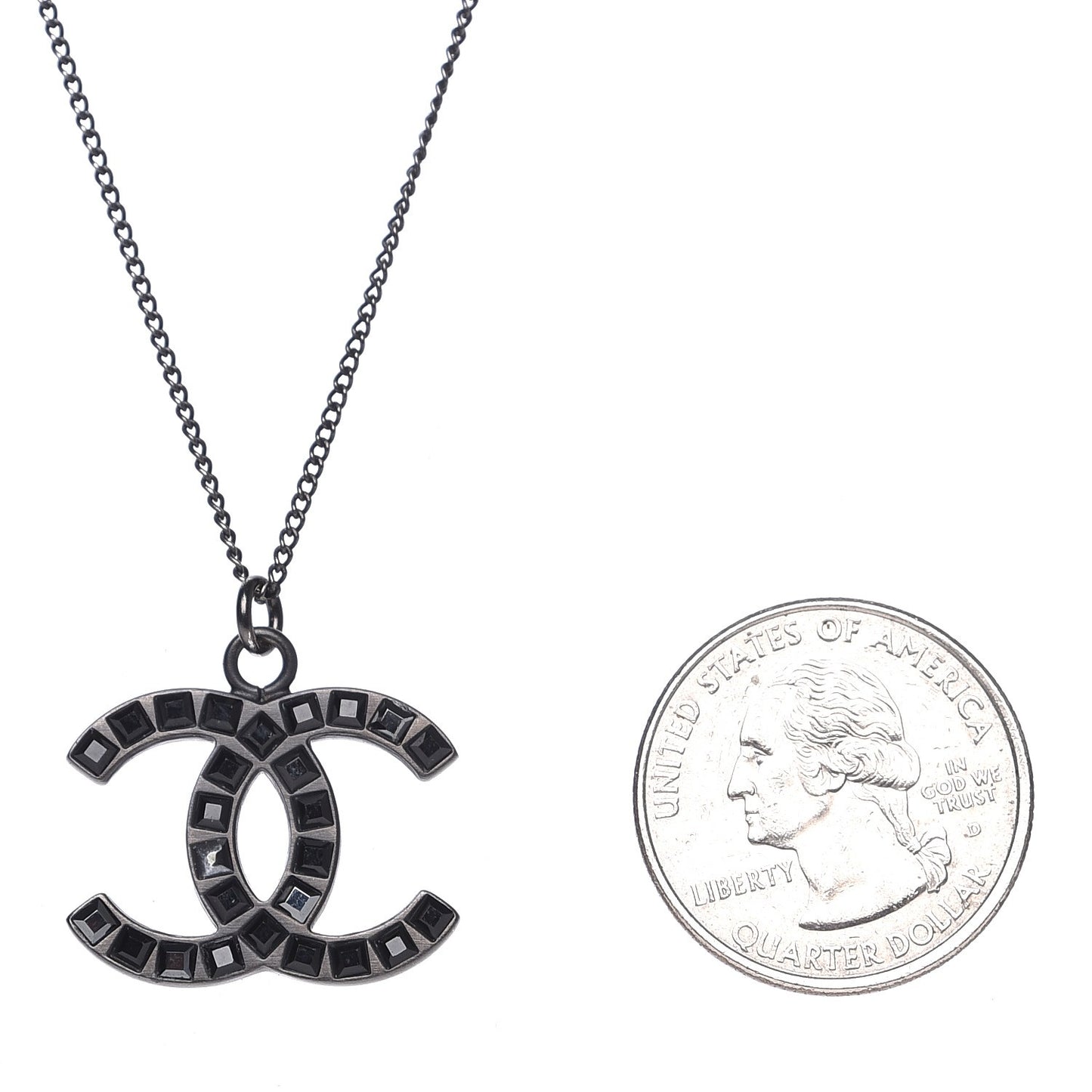 Ruthenium Baguette Crystal CC Necklace Black