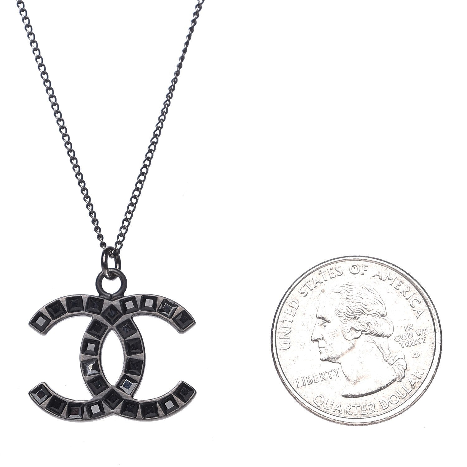 Chanel Ruthenium Baguette Crystal CC Necklace Black 3 of 7