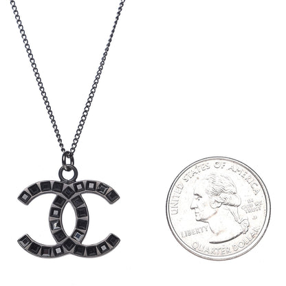 Chanel Ruthenium Baguette Crystal CC Necklace Black 3 of 7