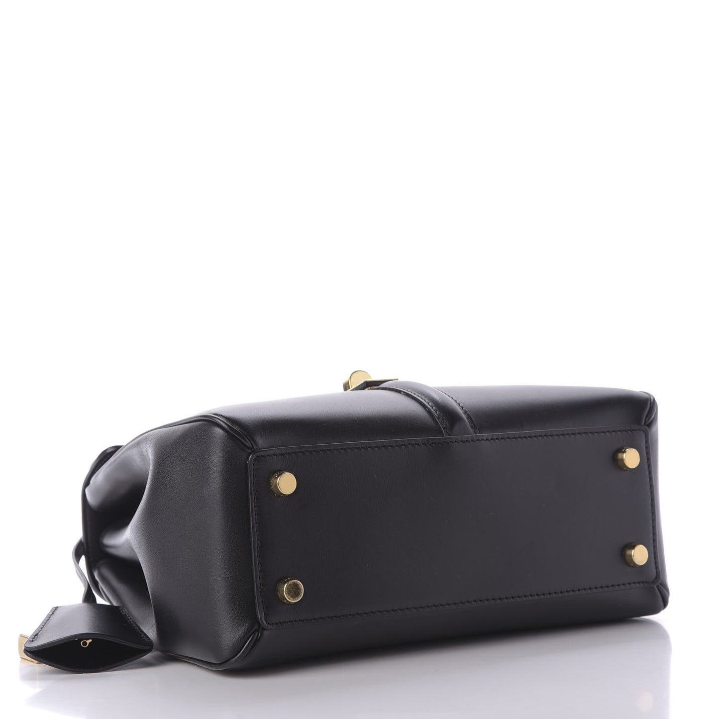 Satinated Calfskin Small 16 Top Handle Bag Black