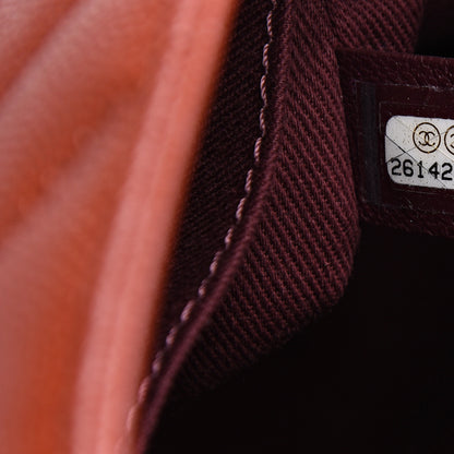 Chanel Caviar Chevron Quilted Small Coco Handle Flap Dark Orange 6 of 11