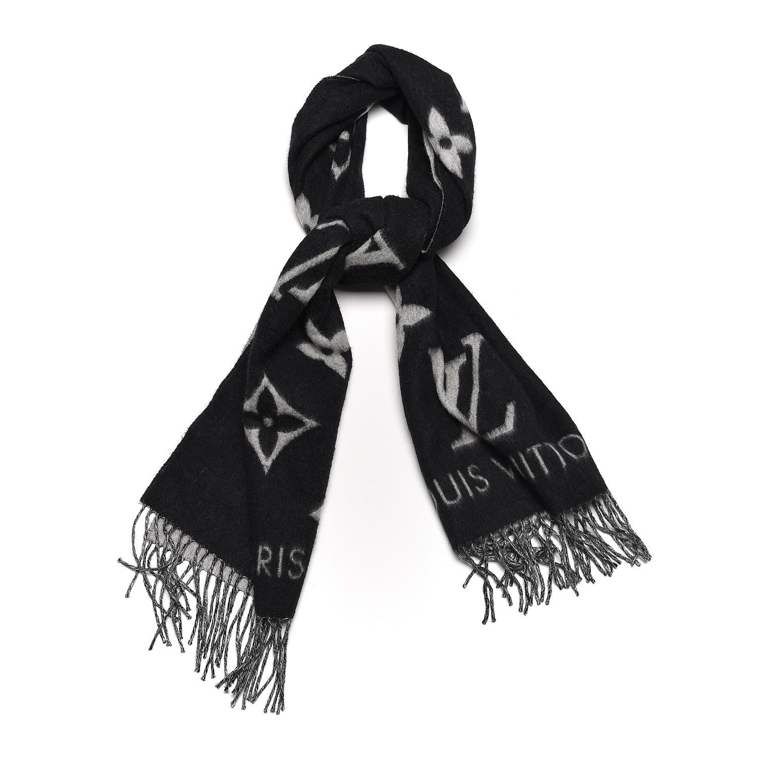 Louis Vuitton Cashmere Monogram Reykjavik Scarf Black 1 of 4