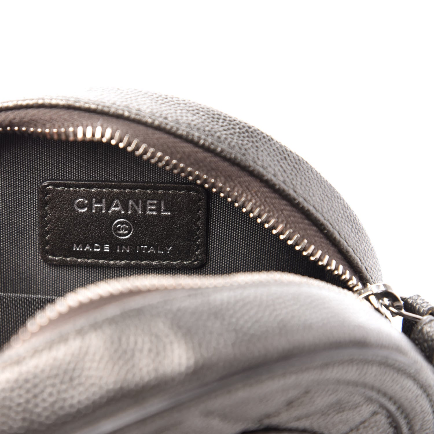Chanel Metallic Caviar Quilted Round Filigree Crossbody Dark Silver 8 of 10