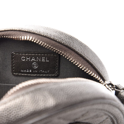 Chanel Metallic Caviar Quilted Round Filigree Crossbody Dark Silver 8 of 10