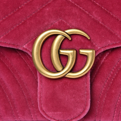 Gucci Velvet Matelasse Small GG Marmont Shoulder Bag Light Raspberry Rose 10 of 10