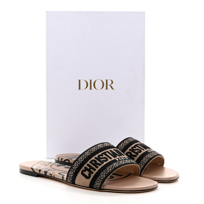 Christian Dior Canvas Union Embroidered Dway Flat Slide Sandals 40.5 Fard 9 of 9