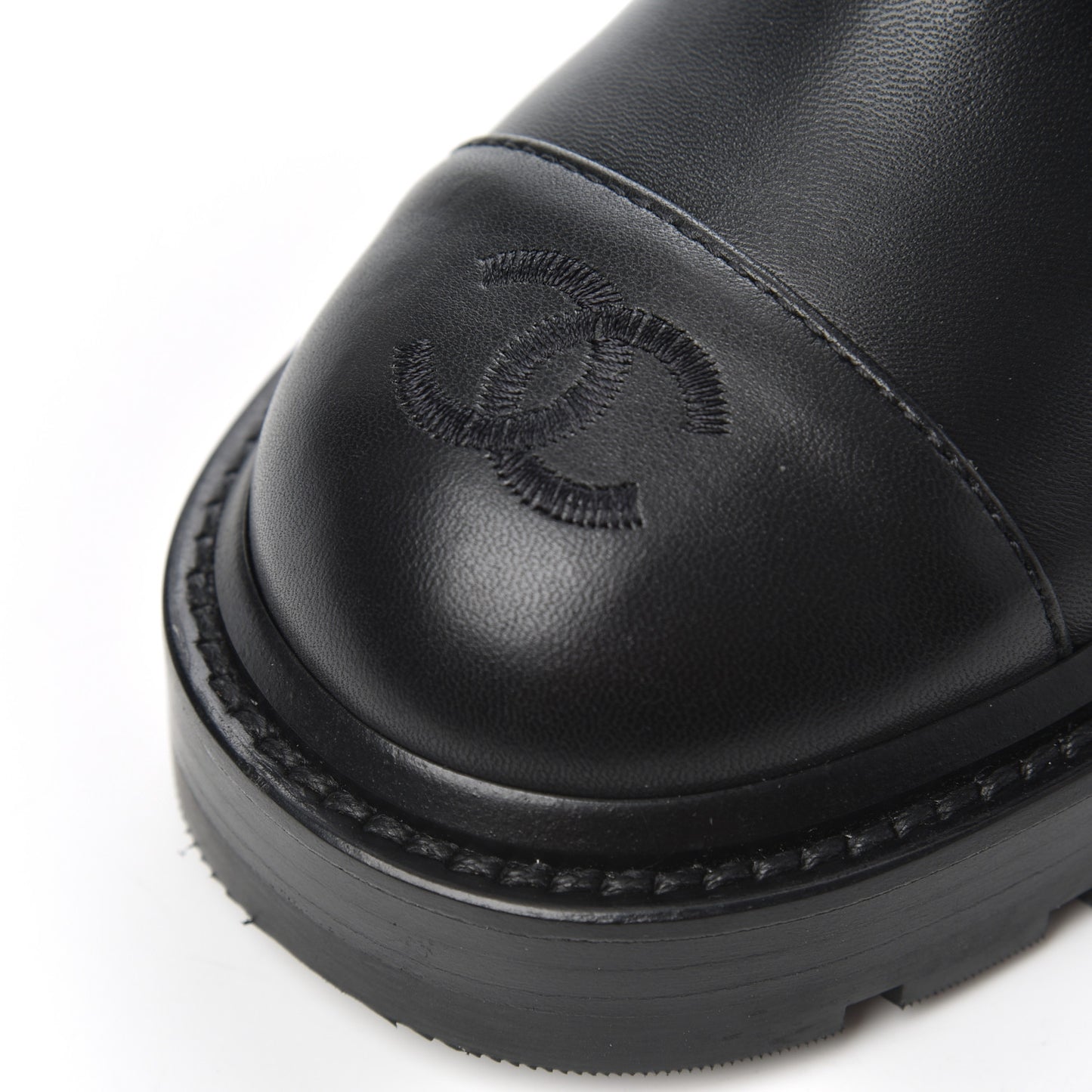 Shiny Lambskin Quilted Lace Up Combat Boots 38 Black