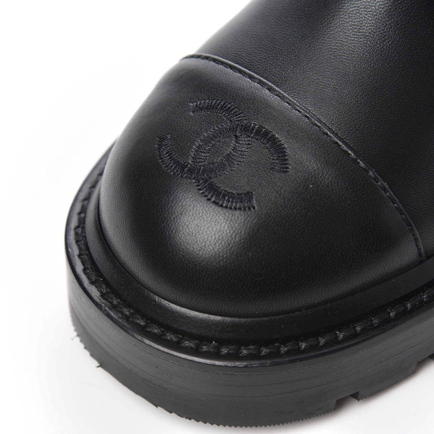 Chanel Shiny Lambskin Quilted Lace Up Combat Boots 38 Black 8 of 11