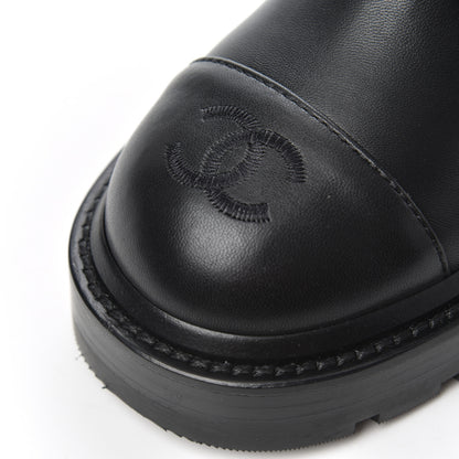 Chanel Shiny Lambskin Quilted Lace Up Combat Boots 38 Black 8 of 11