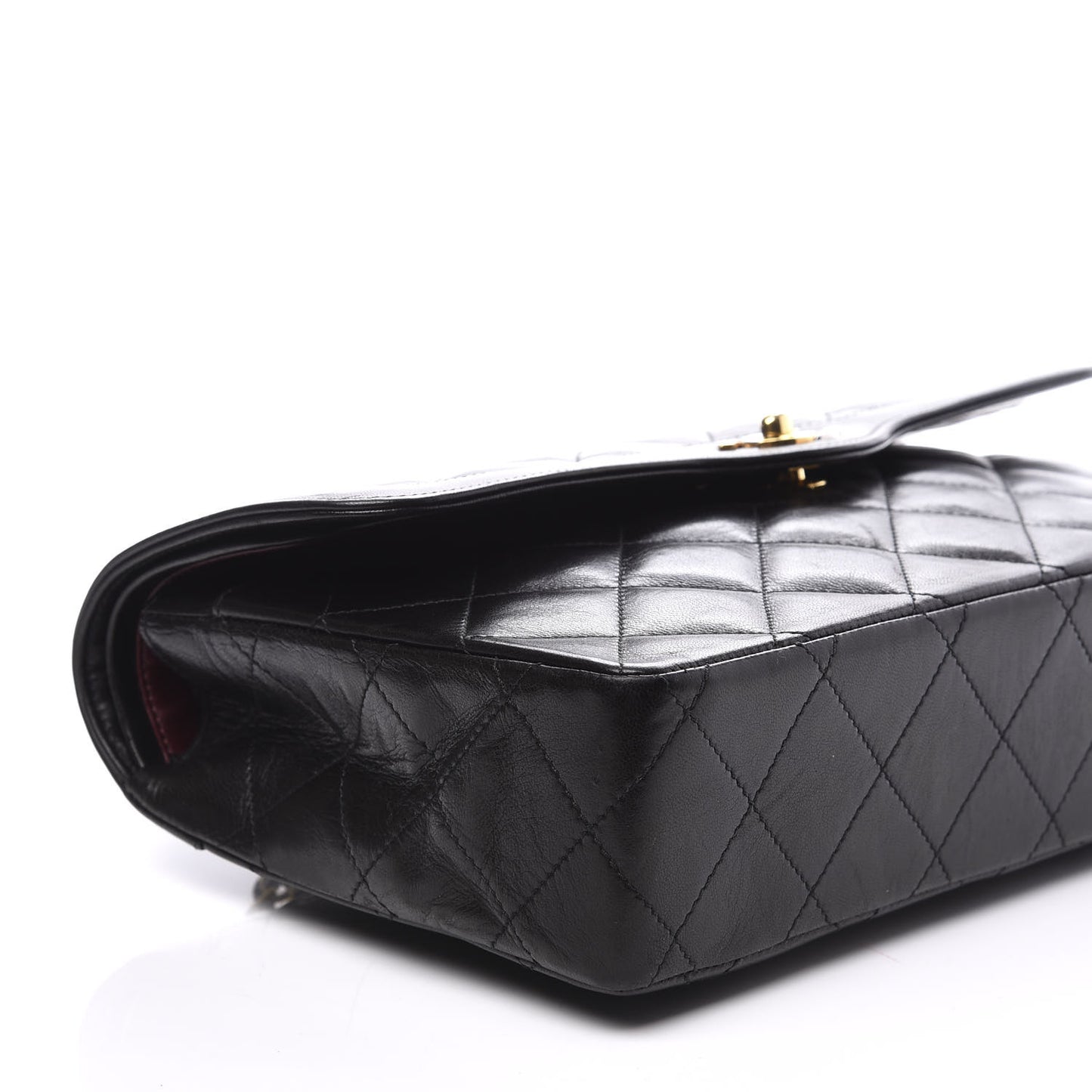 Lambskin Quilted Medium Double Flap Black