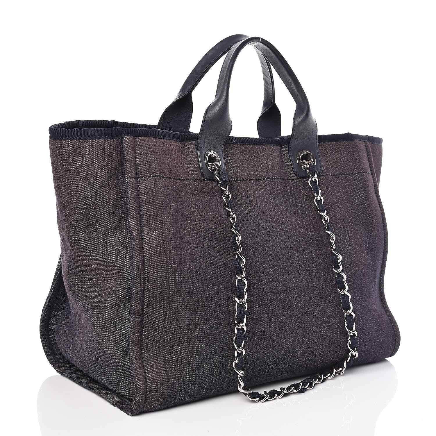 Chanel Denim Large Deauville Tote Dark Blue 3 of 9