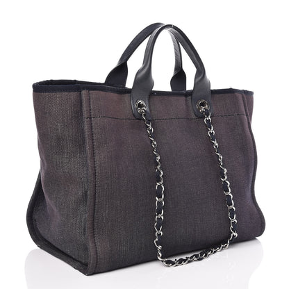 Chanel Denim Large Deauville Tote Dark Blue 3 of 9