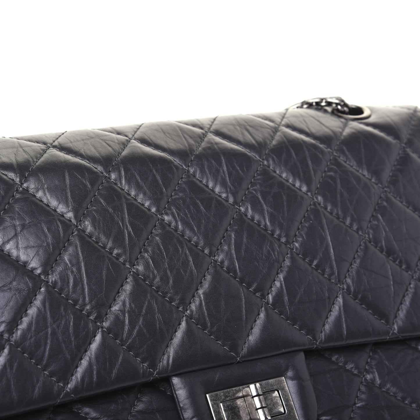 Aged Calfskin Quilted 2.55 Reissue 227 Flap Dark Grey