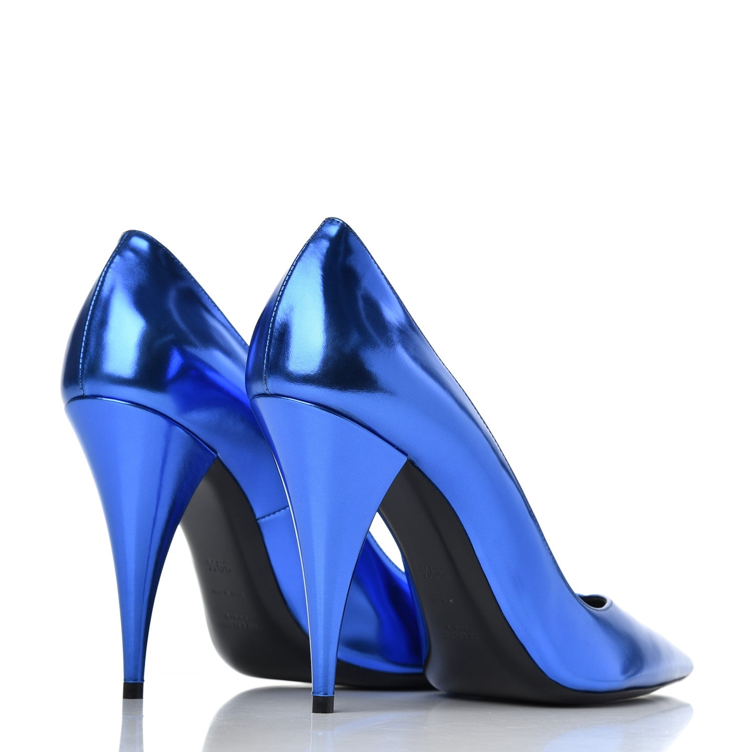 Saint Laurent Metallic Calfskin Kiki 100 Pumps 39.5 Blue 4 of 12