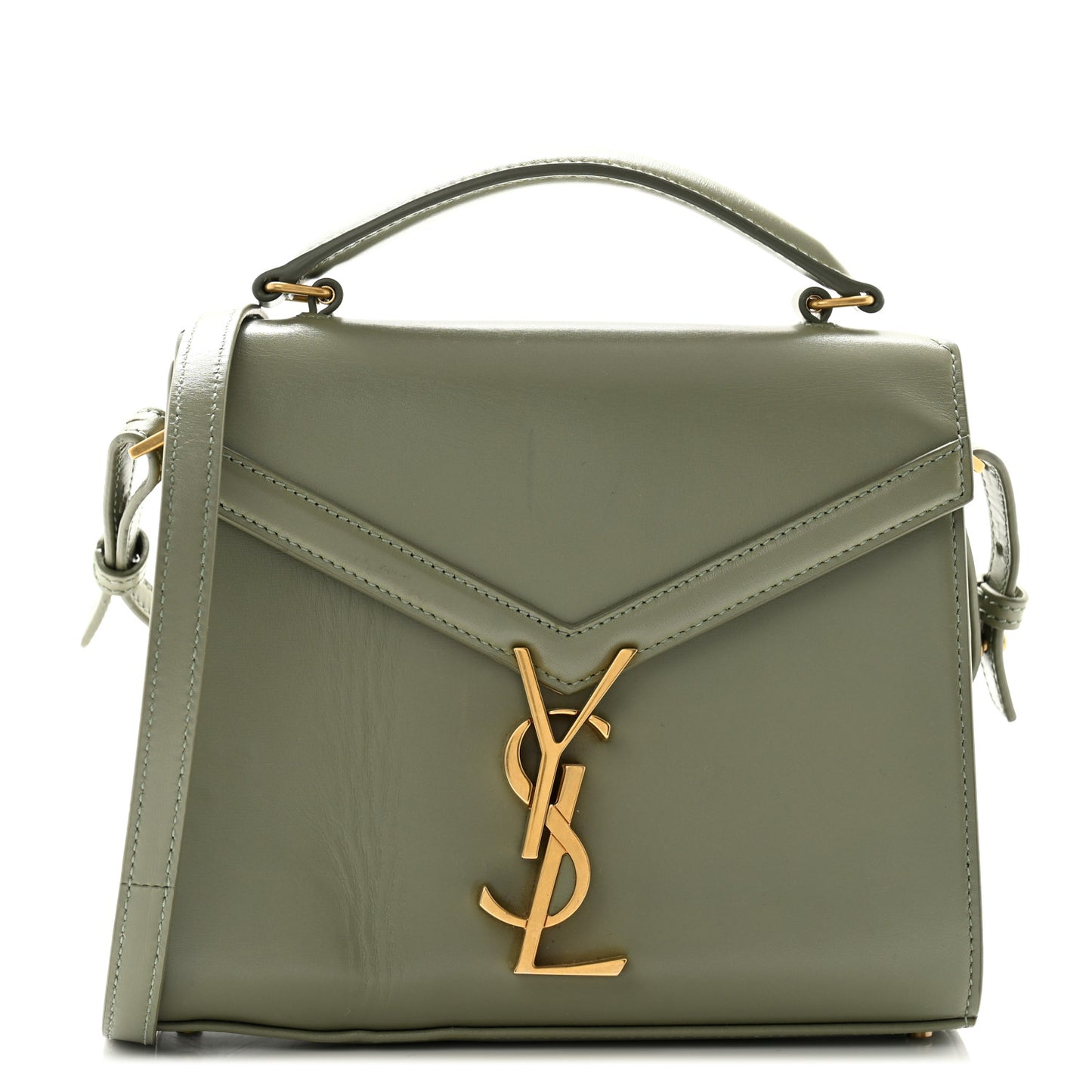 Calfskin Mini Classic Monogram Cassandra Top Handle Light Sage