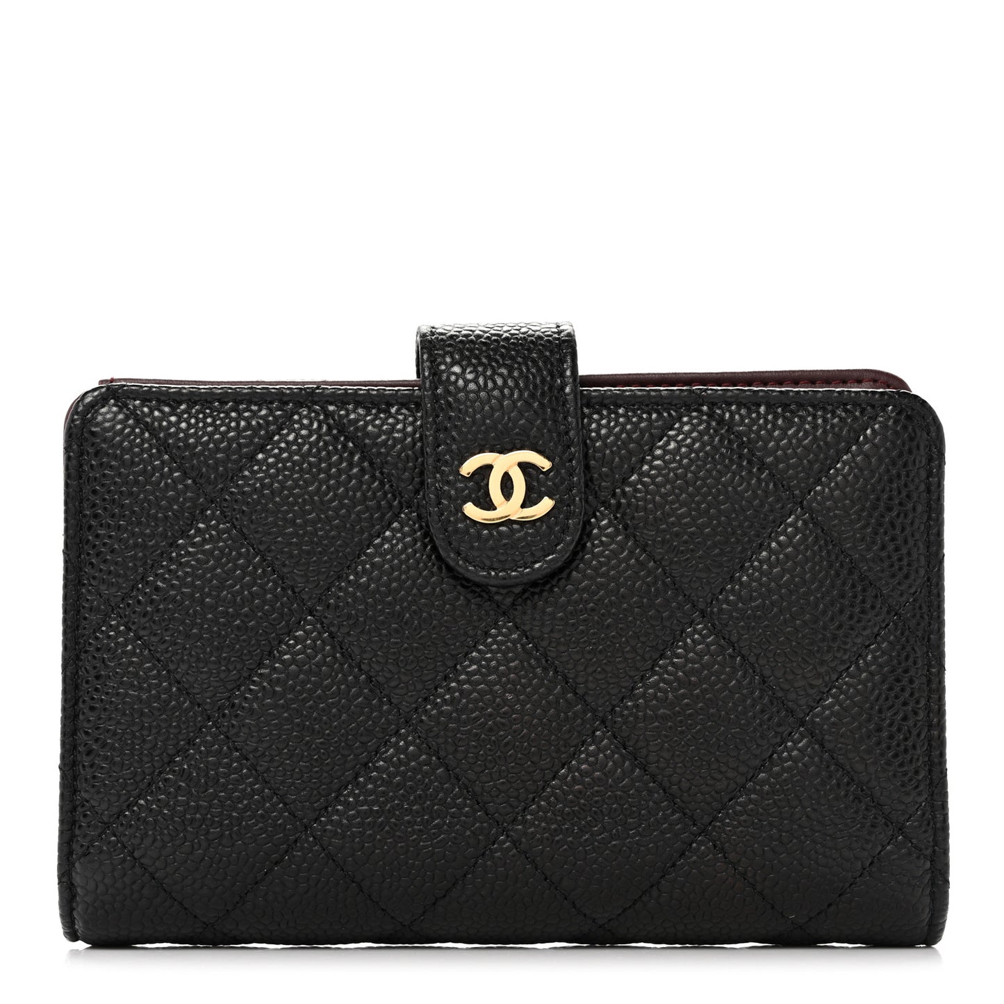 Caviar Quilted Zipped Pocket Wallet Black