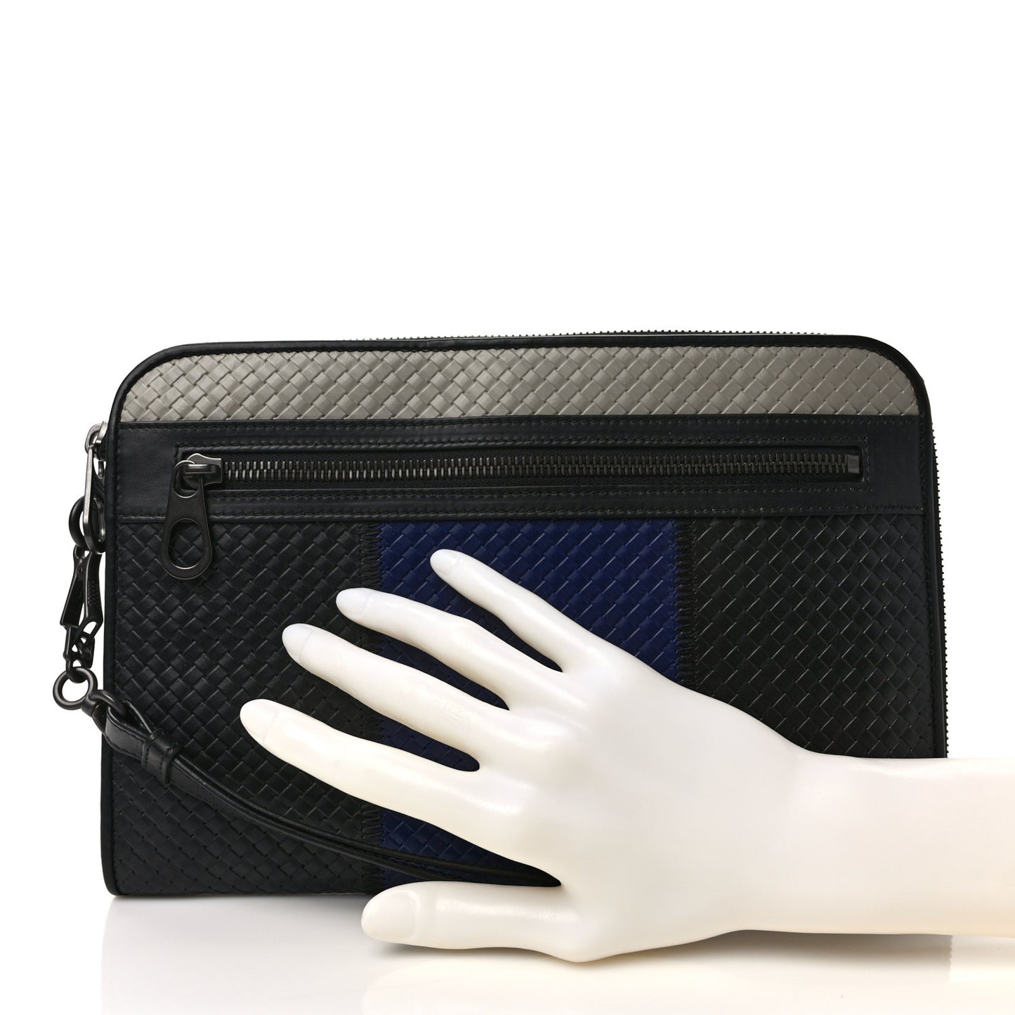 Nappa Intrecciato Portfolio Pouch Black Blue