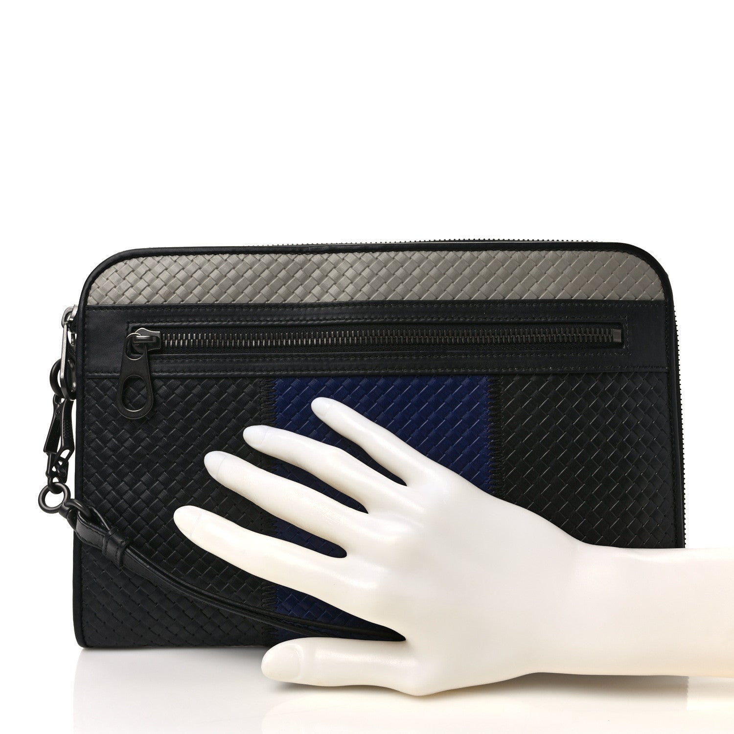 Bottega Veneta Nappa Intrecciato Portfolio Pouch Black Blue 2 of 6