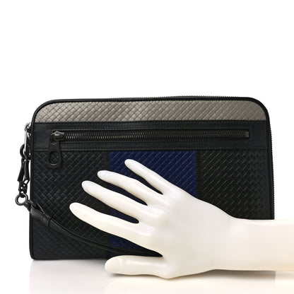 Bottega Veneta Nappa Intrecciato Portfolio Pouch Black Blue 2 of 6