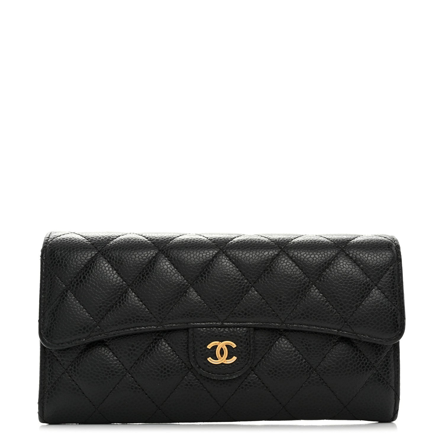 Chanel Caviar Quilted Large Gusset Flap Wallet Black 1 of 14
