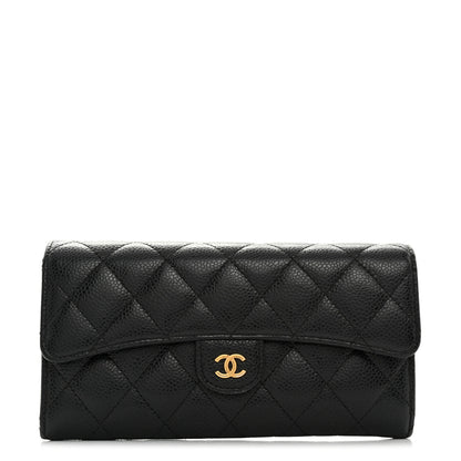 Chanel Caviar Quilted Large Gusset Flap Wallet Black 1 of 14