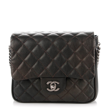 Chanel Metallic Goatskin Quilted Small Rock In Rome Flap Charcoal 1 of 8