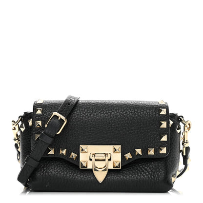 Valentino Garavani Pebbled Calfskin Mini Rockstud Crossbody Bag Black 1 of 11