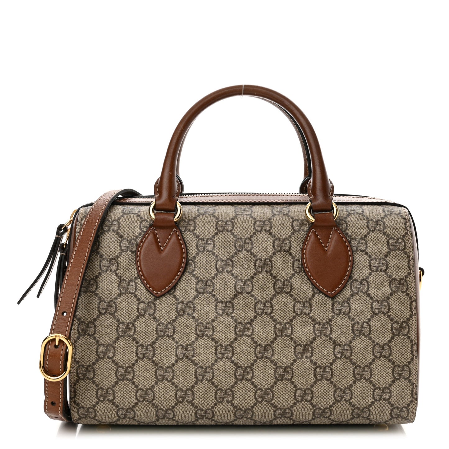GG Supreme Monogram Cuoio Toscano Small Boston Beige Ebony Cuir