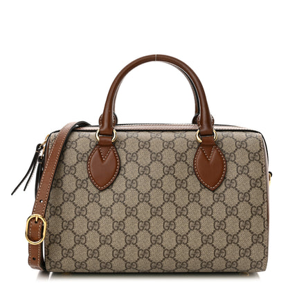 Gucci GG Supreme Monogram Cuoio Toscano Small Boston Beige Ebony Cuir 1 of 15