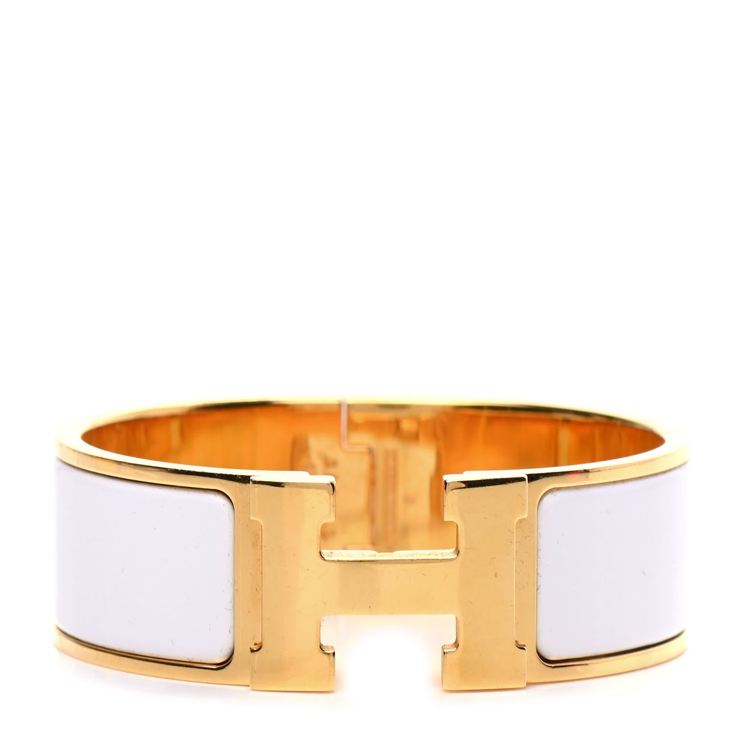 Hermes Enamel Wide Clic Clac H Bracelet PM White 1 of 4