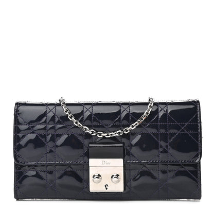 Christian Dior Patent Cannage Miss Dior Chain Wallet Purple 1 of 8