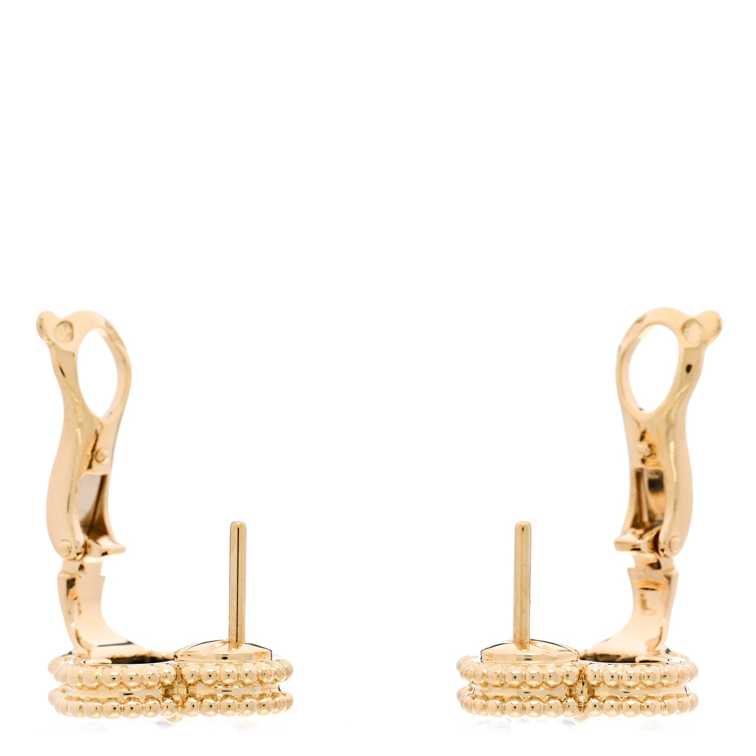 Van Cleef & Arpels 18K Yellow Gold Black Onyx Vintage Alhambra Earrings 3 of 5