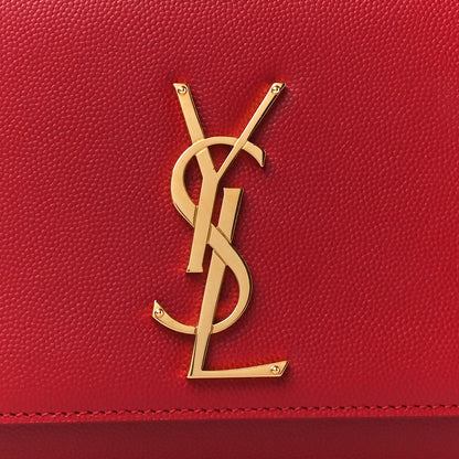 Saint Laurent Grain De Poudre Medium Monogram Kate Satchel Red 9 of 11