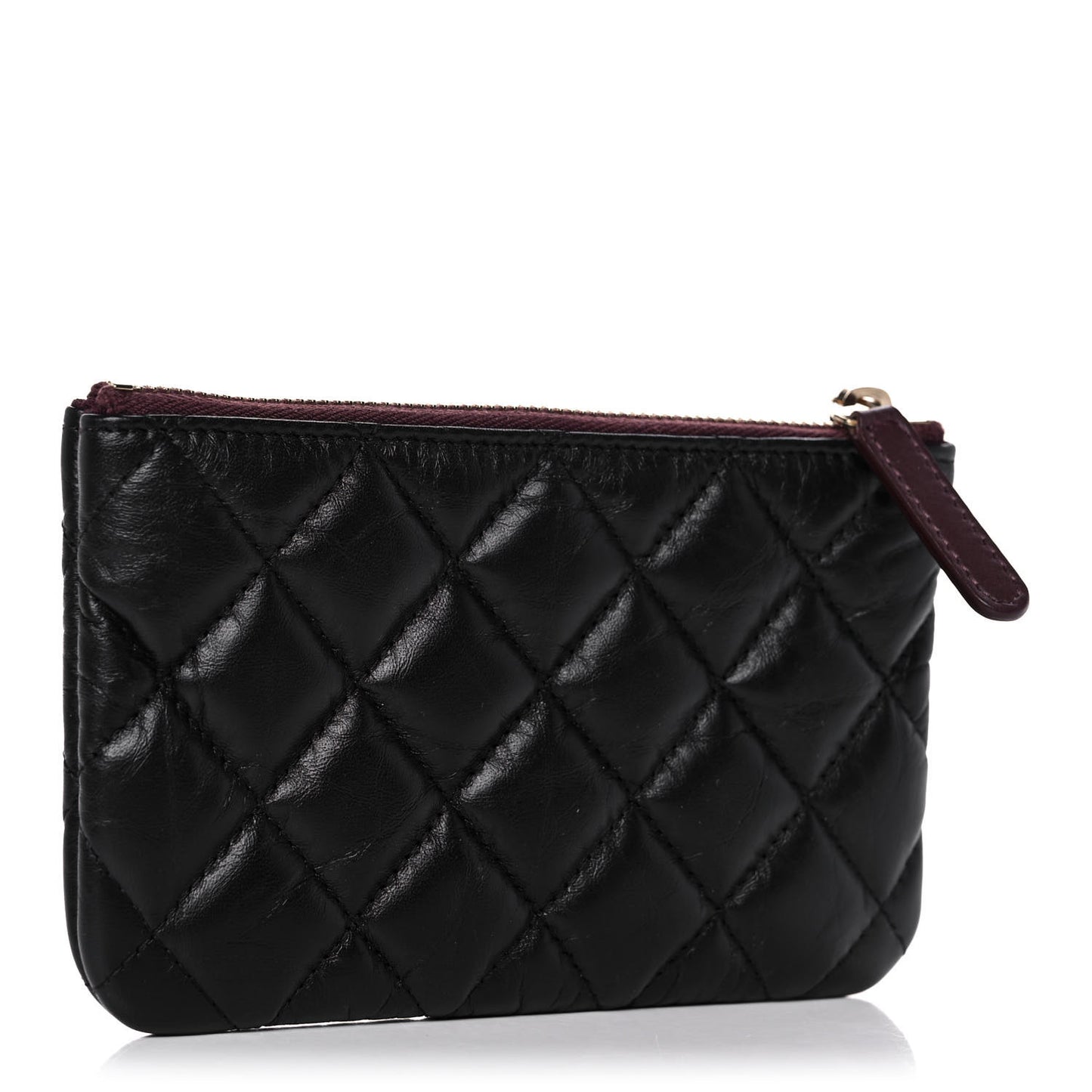 Aged Calfskin Quilted Small Lucky Charms Cosmetic Case Black