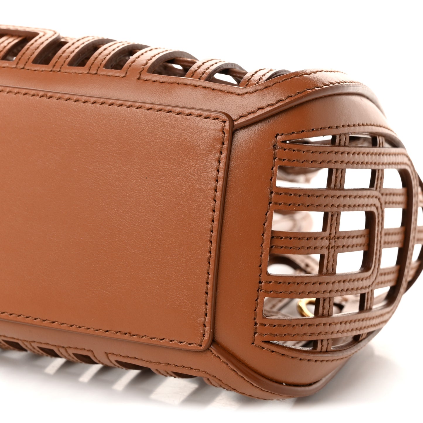 Calfskin Logo Basket Bag Cognac
