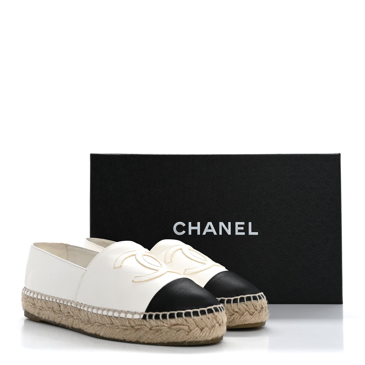 Lambskin CC Espadrilles 36 White Black