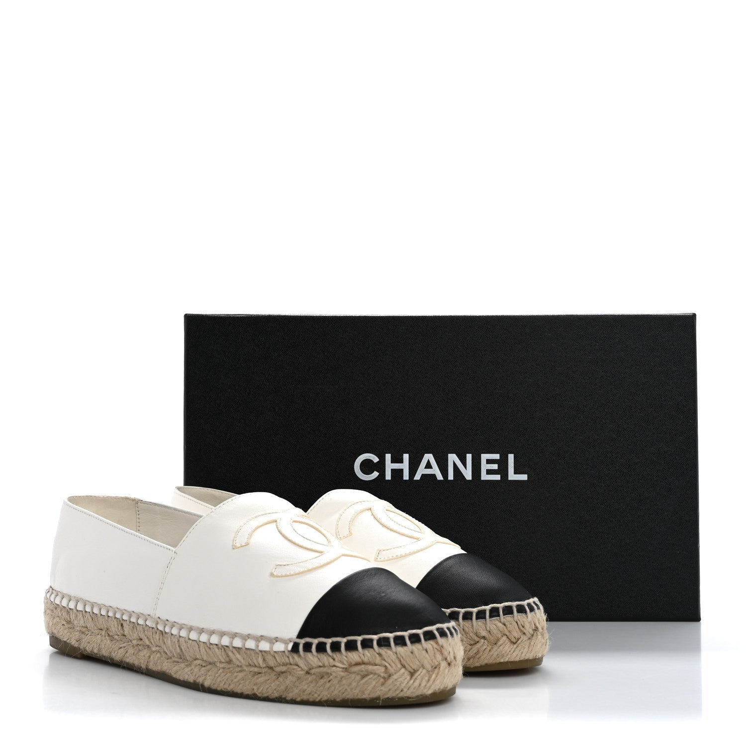 Chanel Lambskin CC Espadrilles 36 White Black 15 of 15