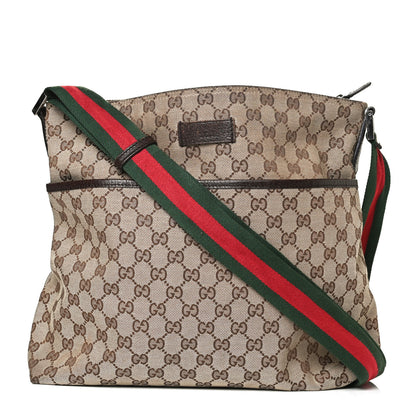 Gucci Monogram Web Medium Flat Messenger Bag Brown 1 of 11